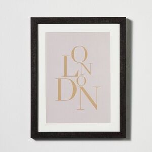 LONDON Wall Decor Framed Under Glass with Mat Dark Wood - 11 X 14”
